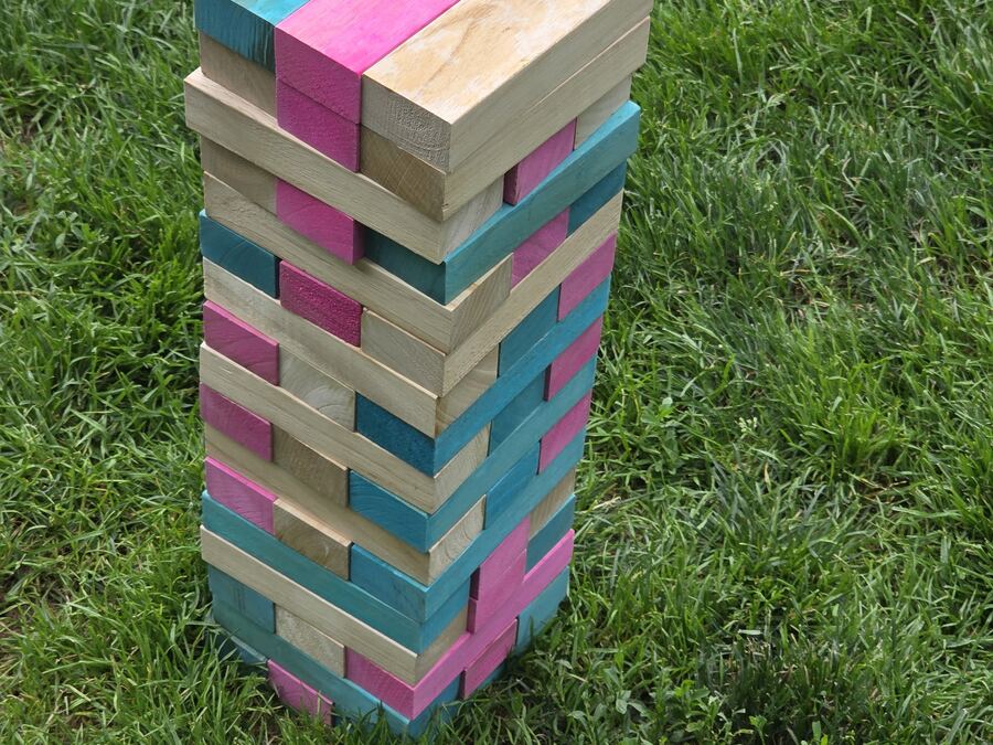 Giant lawn Jenga stacking blocks